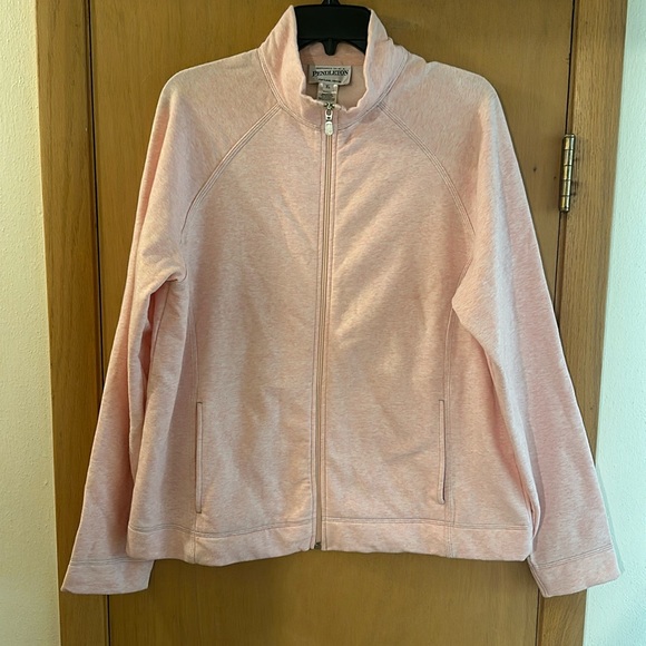 Pendleton Women’s Full Zip Cotton Sweatshirt Stretch Pink Size XL - Picture 1 of 9